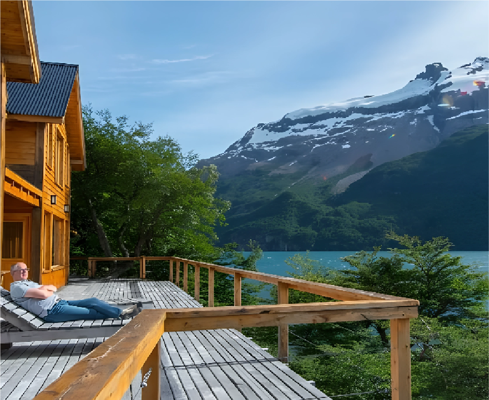 Private lodge deck overlooking Patagonia